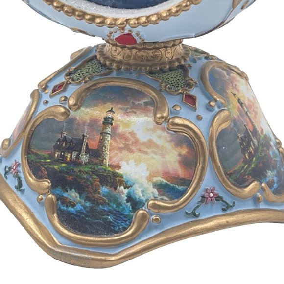 Thomas Kinkaide Lighthouse Carved Egg Figurine Music Box - Picture 7 of 13